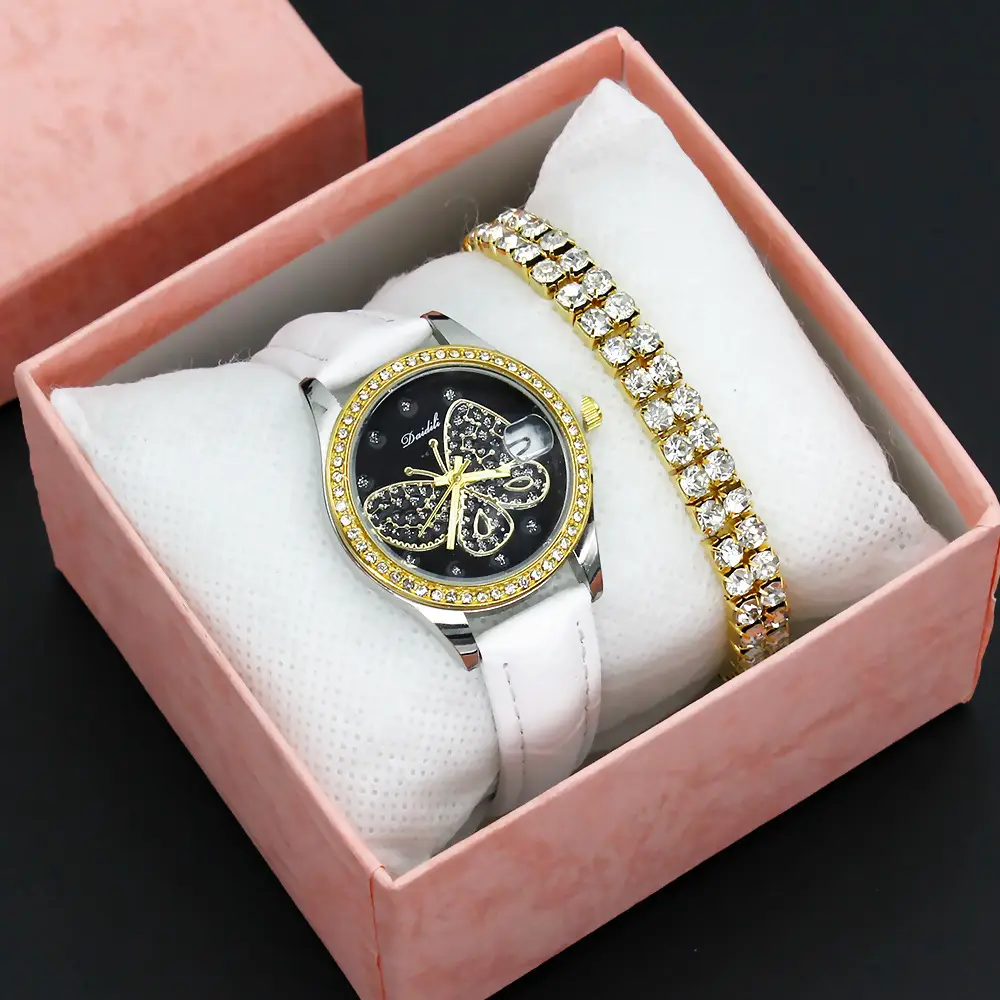 Women's Butterfly Rhinestone Watch Green Strap — feature 8