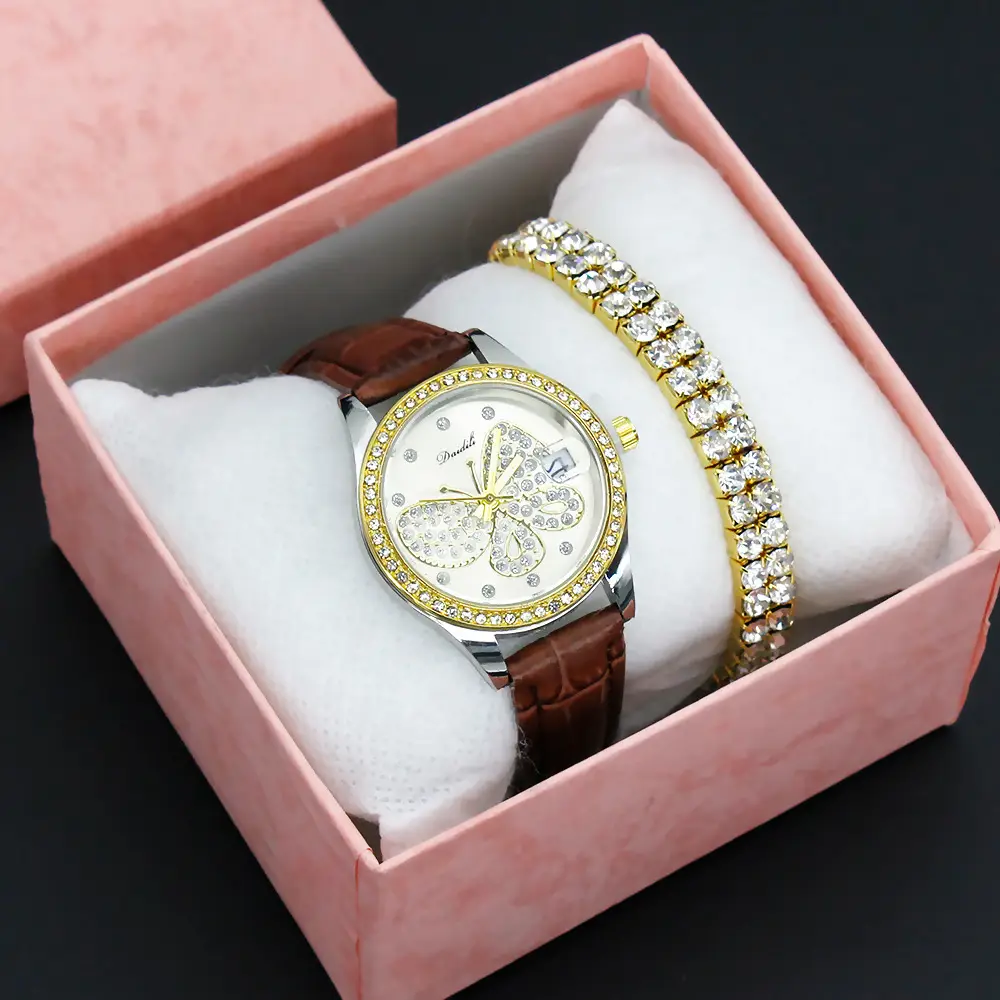 Women's Butterfly Rhinestone Watch Green Strap — feature 9