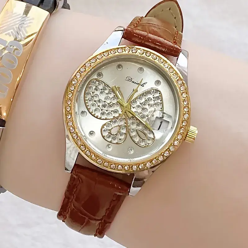 Women's Butterfly Rhinestone Watch Green Strap - Image 20