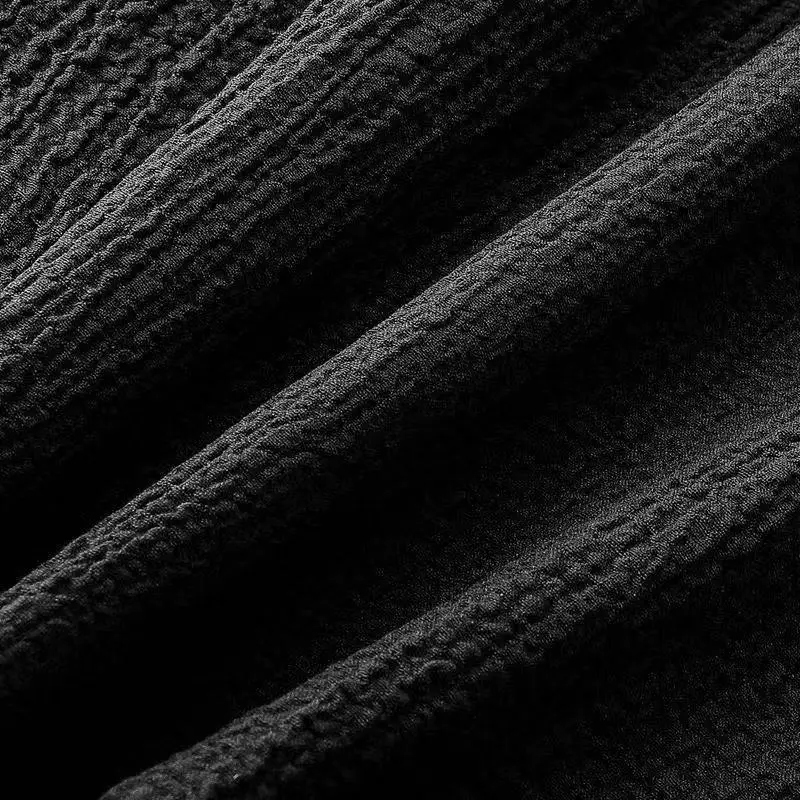 Men Black Pleated Casual Shirt Short Sleeve — feature 22