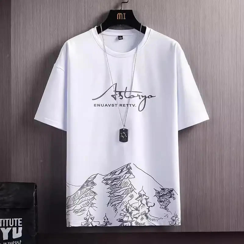 Men Ice Silk Graphic Shorts Set Black with Cartoon Print