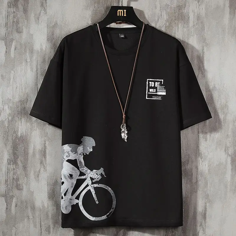 Men Ice Silk Graphic Shorts Set Black with Cartoon Print