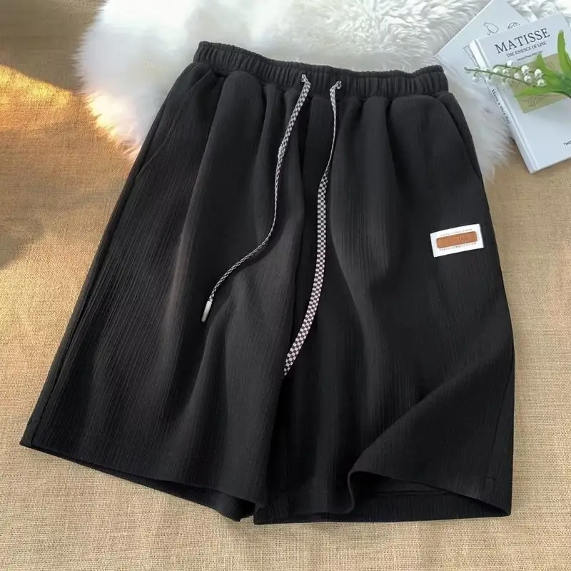Men Black Drawstring Shorts Summer Casual Sports Wear — feature 3