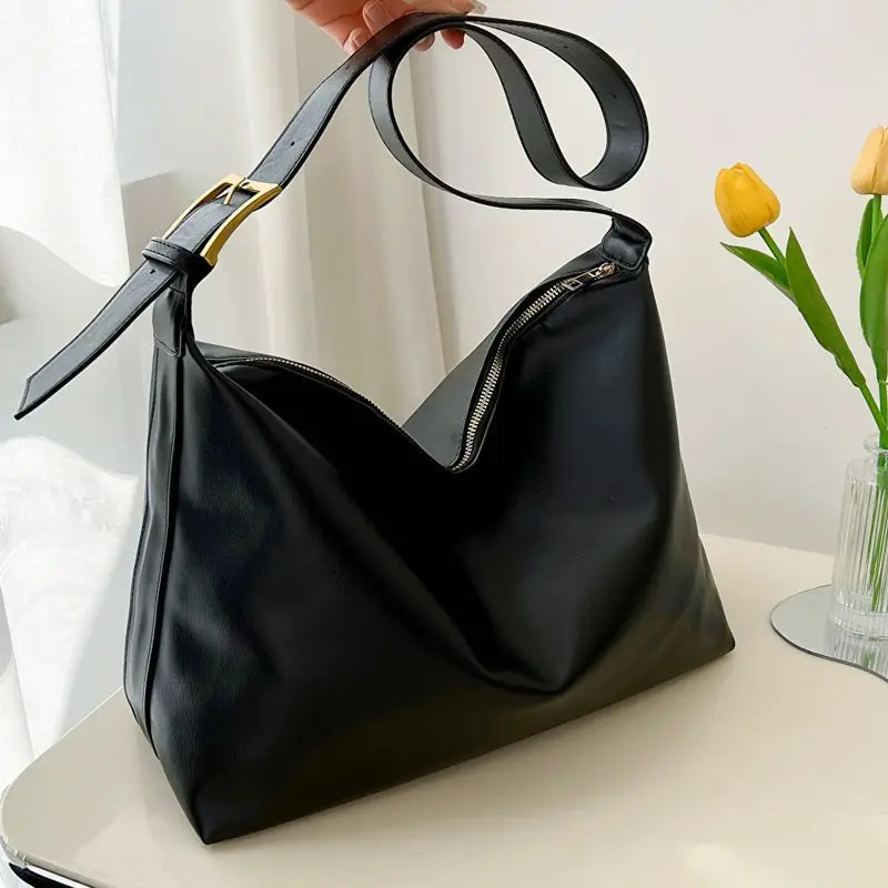 Women's Large Capacity Korean Style Shoulder Bag Brown - Image 7