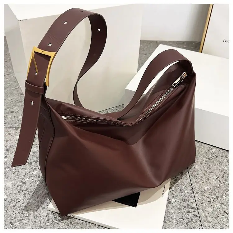 Women's Large Capacity Korean Style Shoulder Bag Brown - Image 2