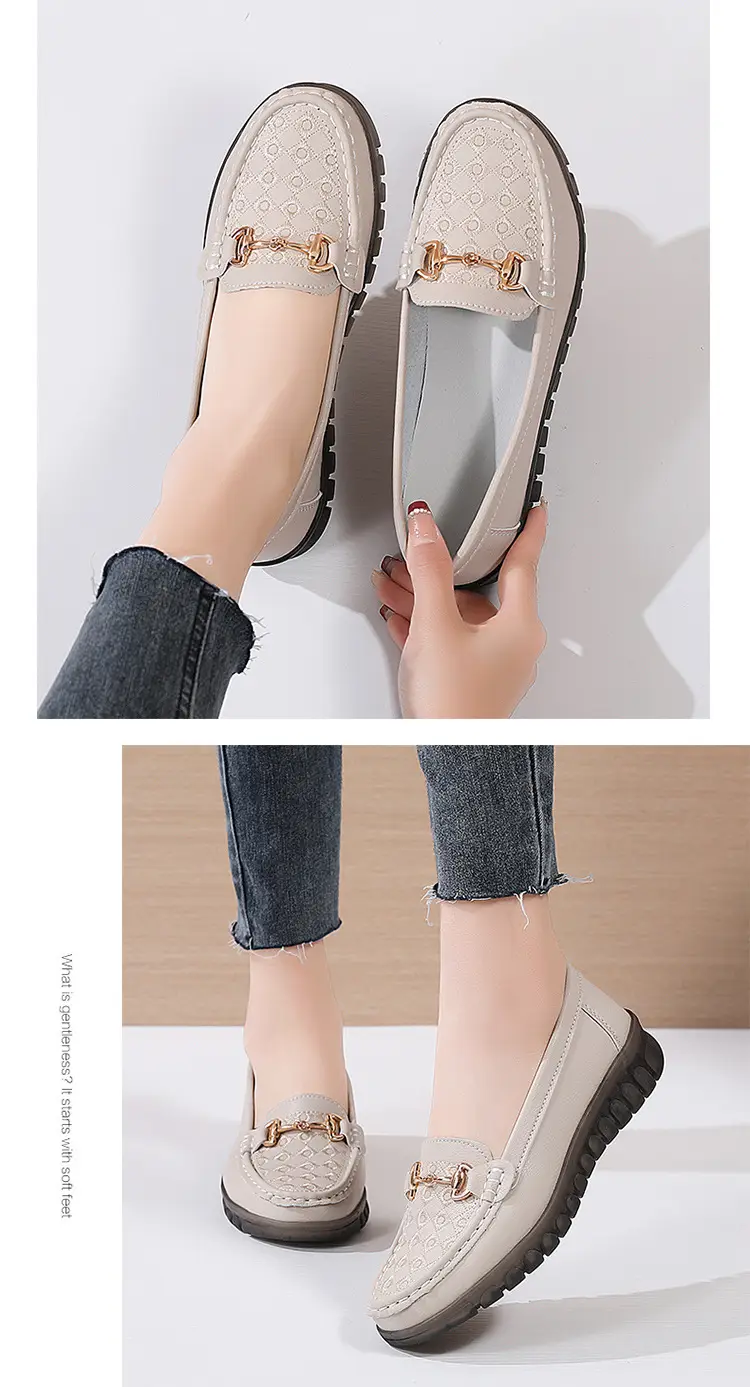 2024 spring new electric embroidered peas shoes middle-aged and elderly slip-on flat shoes casual plus size pregnant women's shoes — feature 12