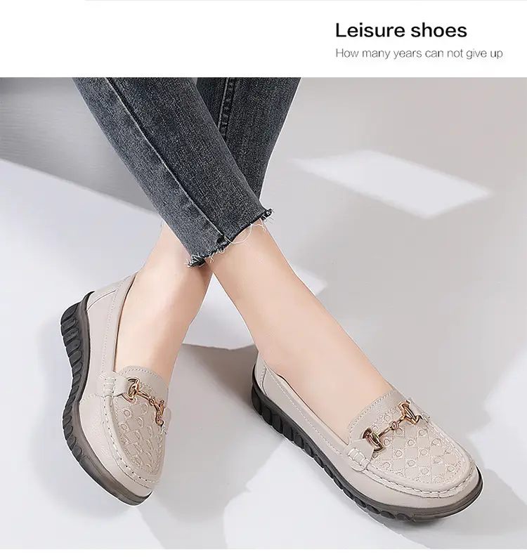 2024 spring new electric embroidered peas shoes middle-aged and elderly slip-on flat shoes casual plus size pregnant women's shoes — feature 13