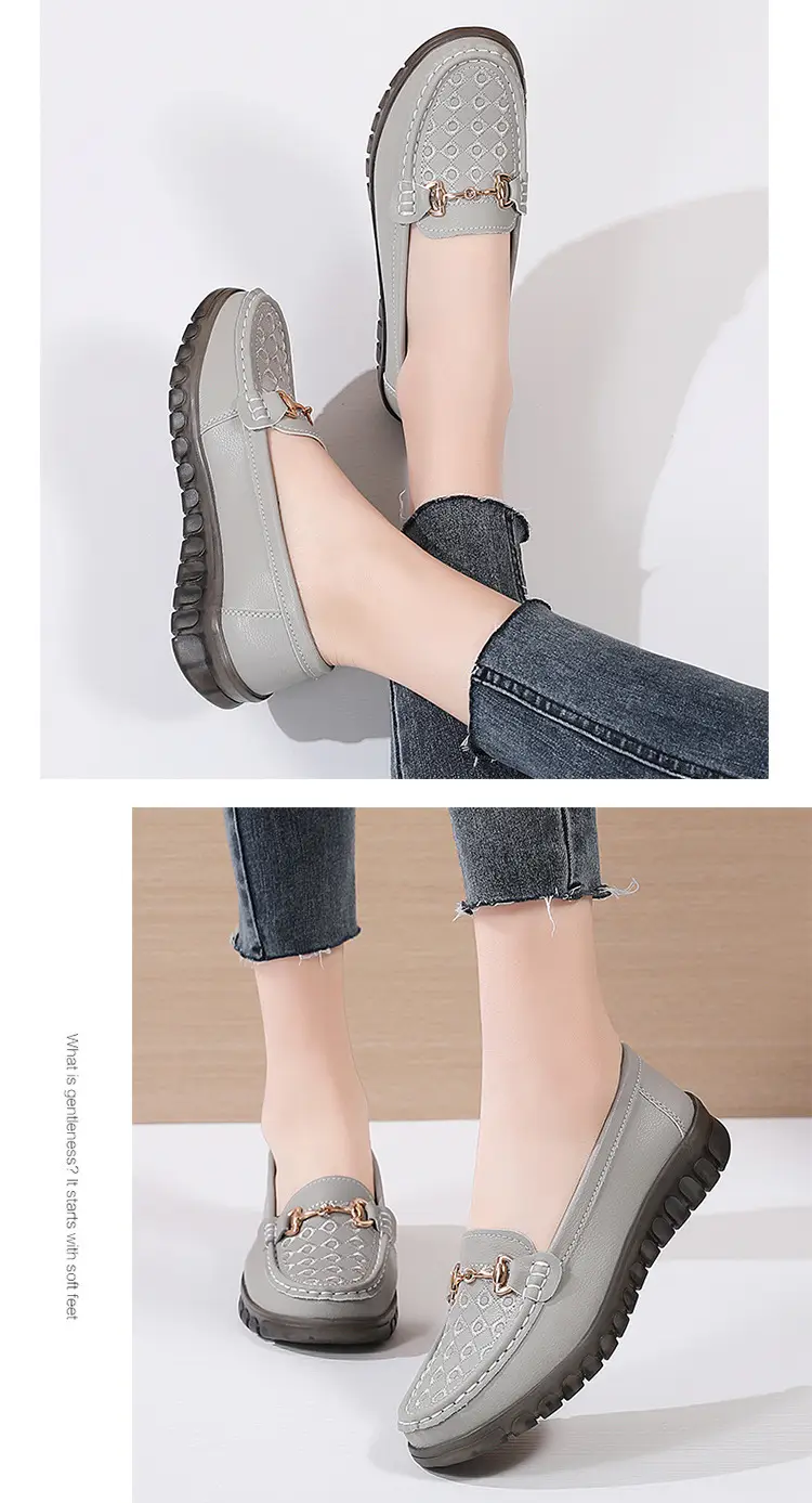 2024 spring new electric embroidered peas shoes middle-aged and elderly slip-on flat shoes casual plus size pregnant women's shoes — feature 16