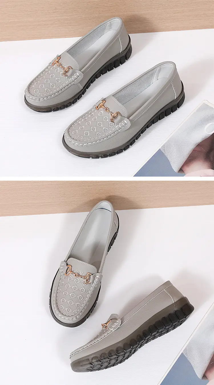 2024 spring new electric embroidered peas shoes middle-aged and elderly slip-on flat shoes casual plus size pregnant women's shoes — feature 18
