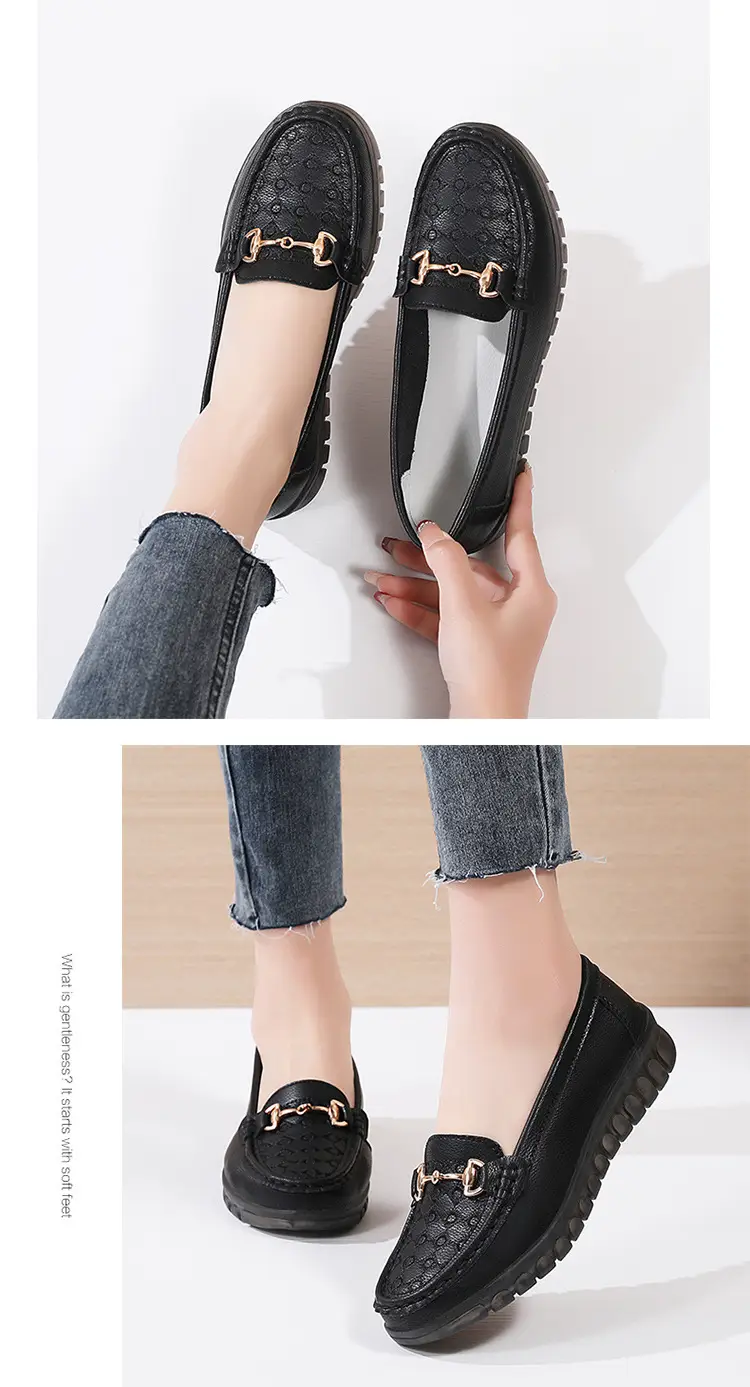 2024 spring new electric embroidered peas shoes middle-aged and elderly slip-on flat shoes casual plus size pregnant women's shoes — feature 20