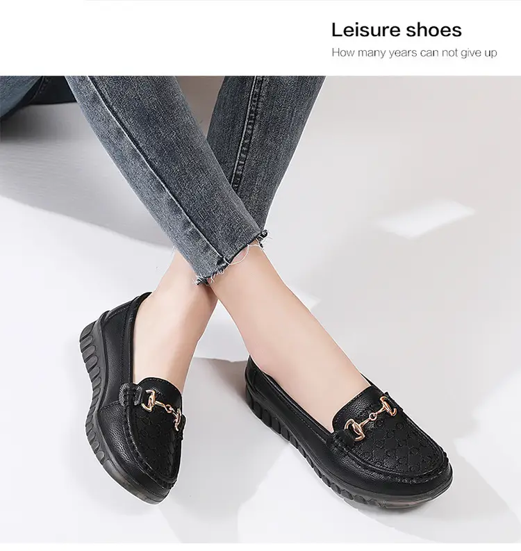 2024 spring new electric embroidered peas shoes middle-aged and elderly slip-on flat shoes casual plus size pregnant women's shoes — feature 21