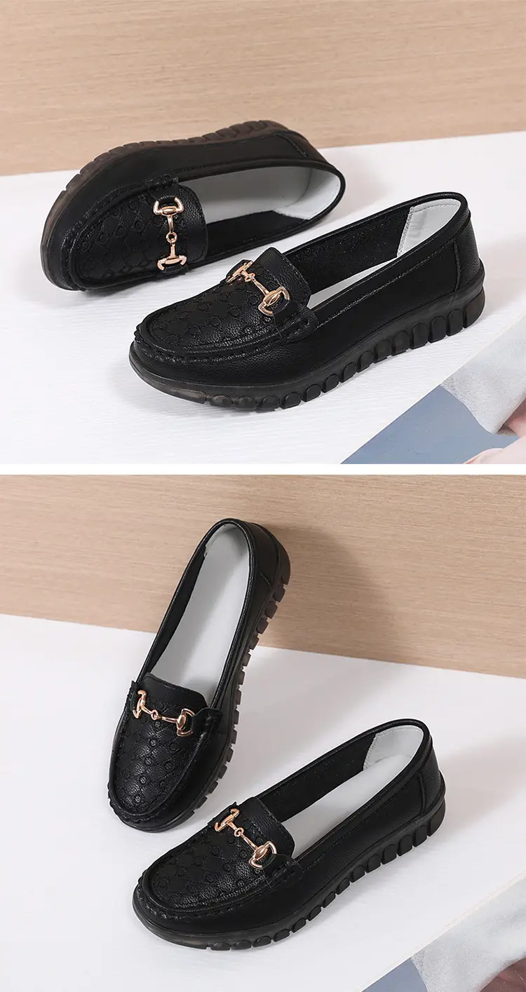 2024 spring new electric embroidered peas shoes middle-aged and elderly slip-on flat shoes casual plus size pregnant women's shoes — feature 22