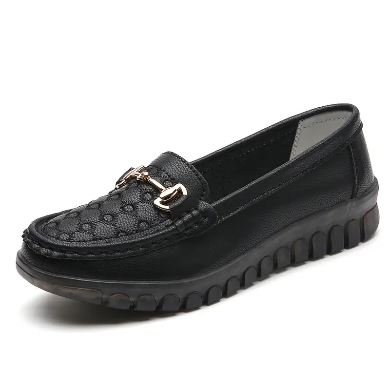 2024 spring new electric embroidered peas shoes middle-aged and elderly slip-on flat shoes casual plus size pregnant women's shoes - Image 3
