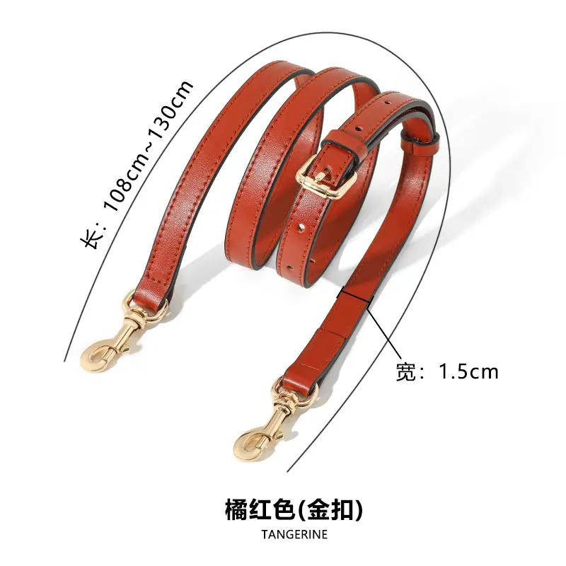 Orange Leather Crossbody Bag with Adjustable Strap - Image 2