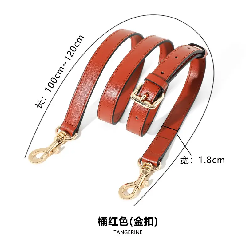Orange Leather Crossbody Bag with Adjustable Strap - Image 3