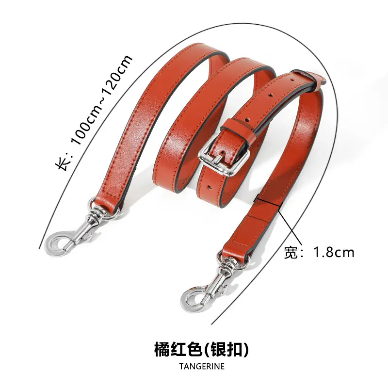 Orange Leather Crossbody Bag with Adjustable Strap - Image 4