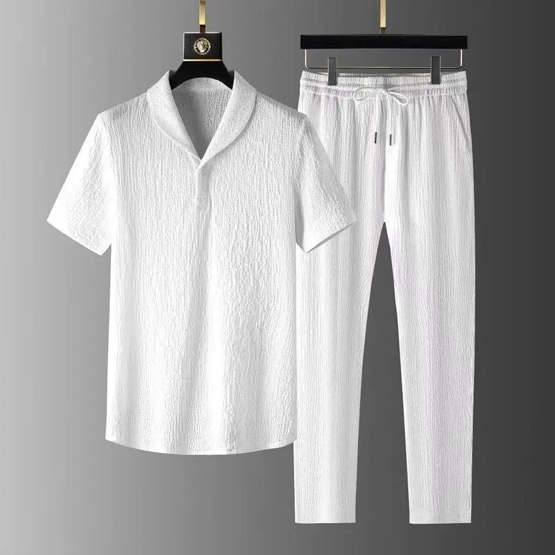 Men's Black Thin Sports Suit Short Sleeve Casual 2024 — feature 1