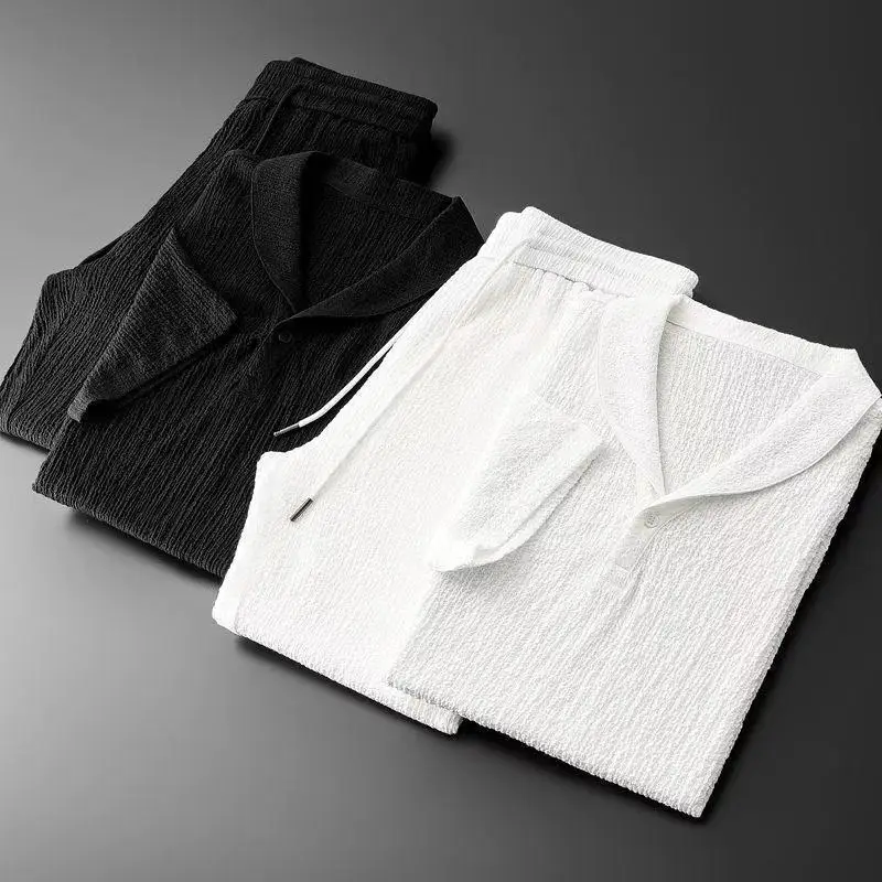 Men's Black Thin Sports Suit Short Sleeve Casual 2024 — feature 9