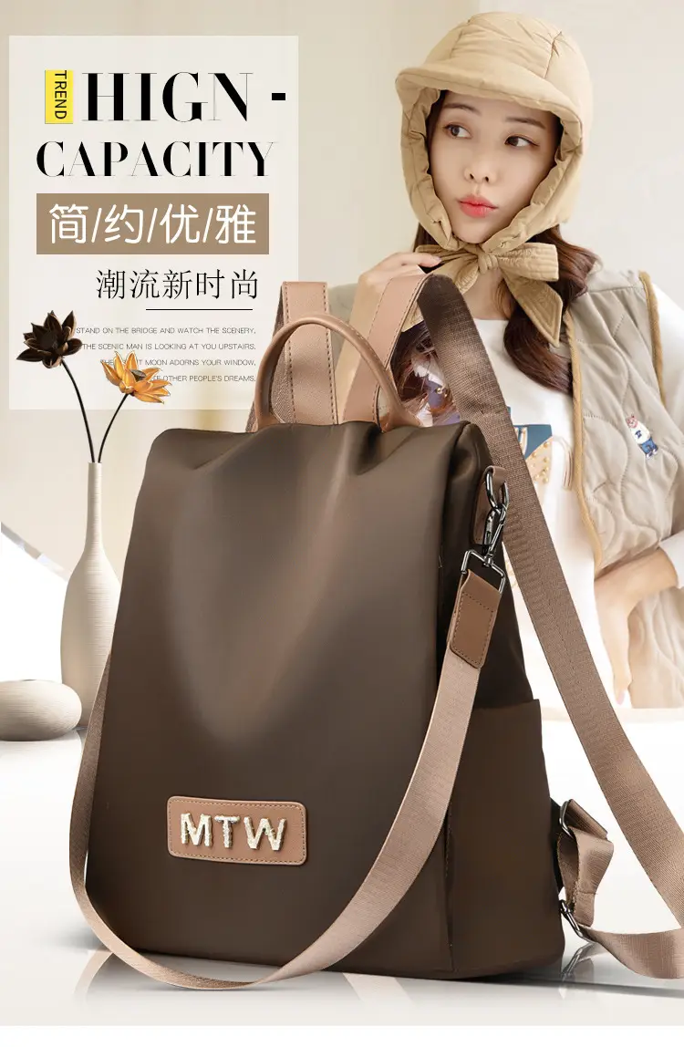 Women's Black MTW Single Shoulder Backpack Lightweight Travel School Bag — feature 1
