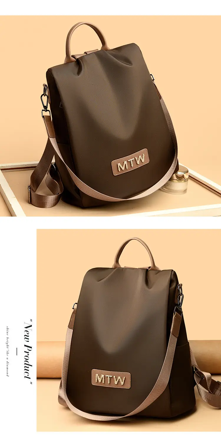 Women's Black MTW Single Shoulder Backpack Lightweight Travel School Bag — feature 16