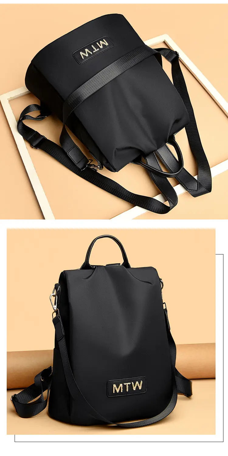 Women's Black MTW Single Shoulder Backpack Lightweight Travel School Bag — feature 17