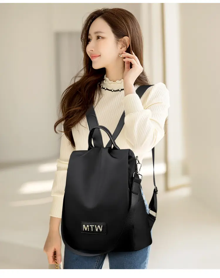Women's Black MTW Single Shoulder Backpack Lightweight Travel School Bag — feature 19