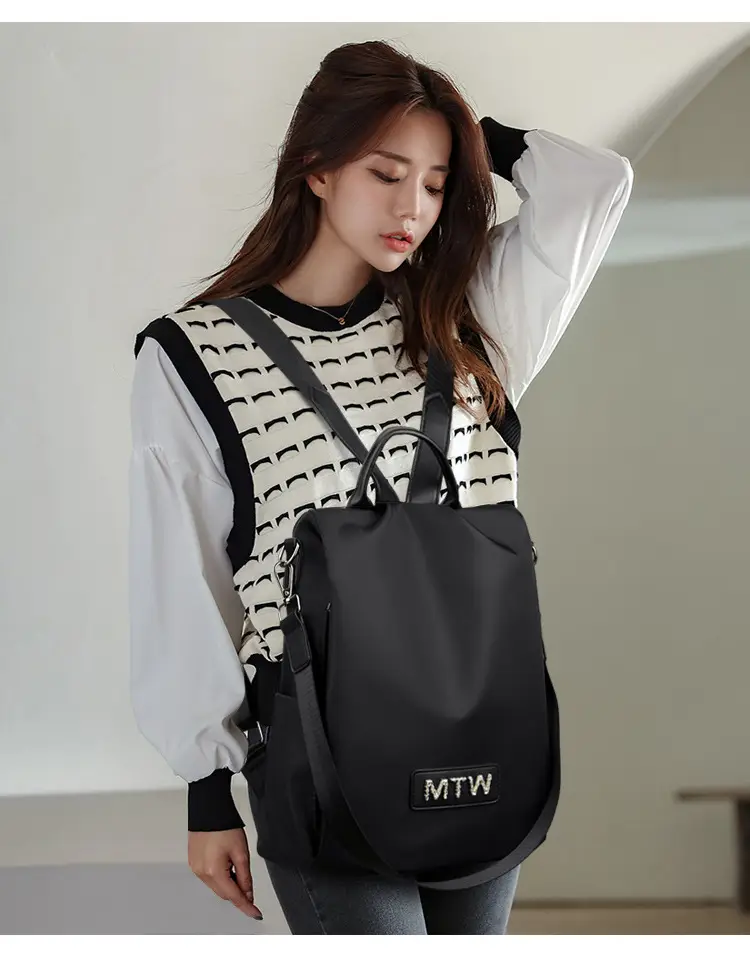 Women's Black MTW Single Shoulder Backpack Lightweight Travel School Bag — feature 23