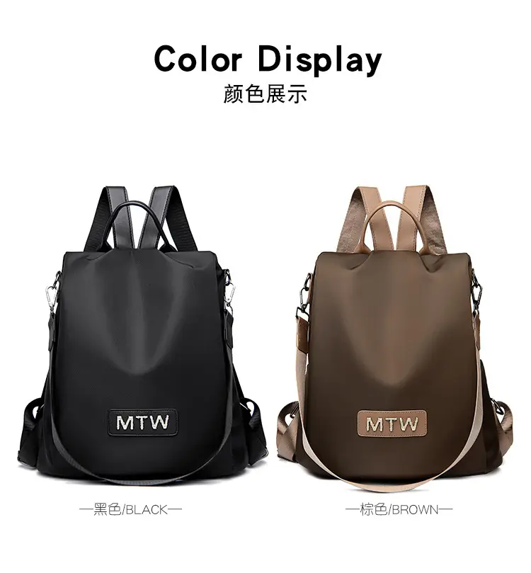 Women's Black MTW Single Shoulder Backpack Lightweight Travel School Bag — feature 3