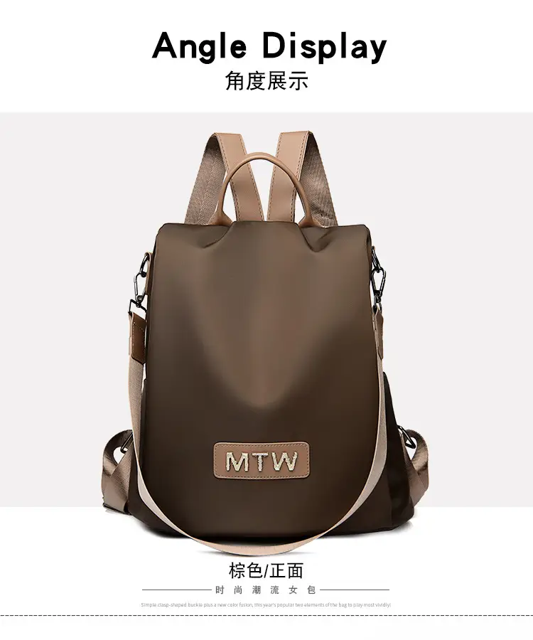Women's Black MTW Single Shoulder Backpack Lightweight Travel School Bag — feature 4