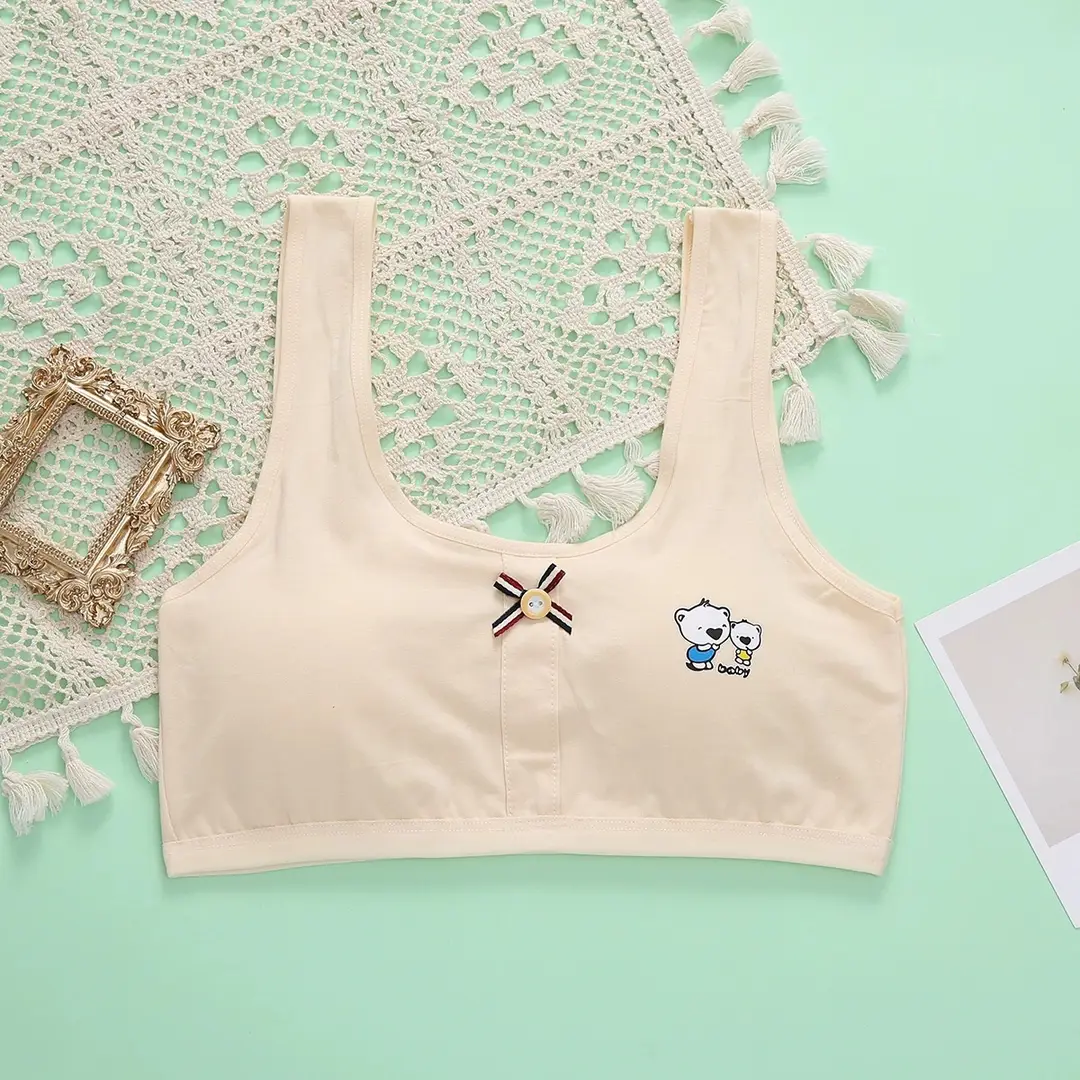 Summer Girls' Development Period Intimates Without Rims Student Pure Cotton Vest Girl Bra Seamless Anti-Bump Intimates