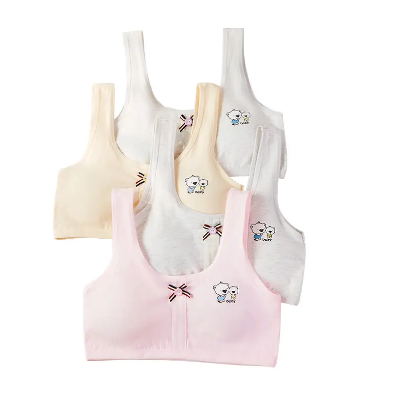 Summer Girls' Development Period Intimates Without Rims Student Pure Cotton Vest Girl Bra Seamless Anti-Bump Intimates