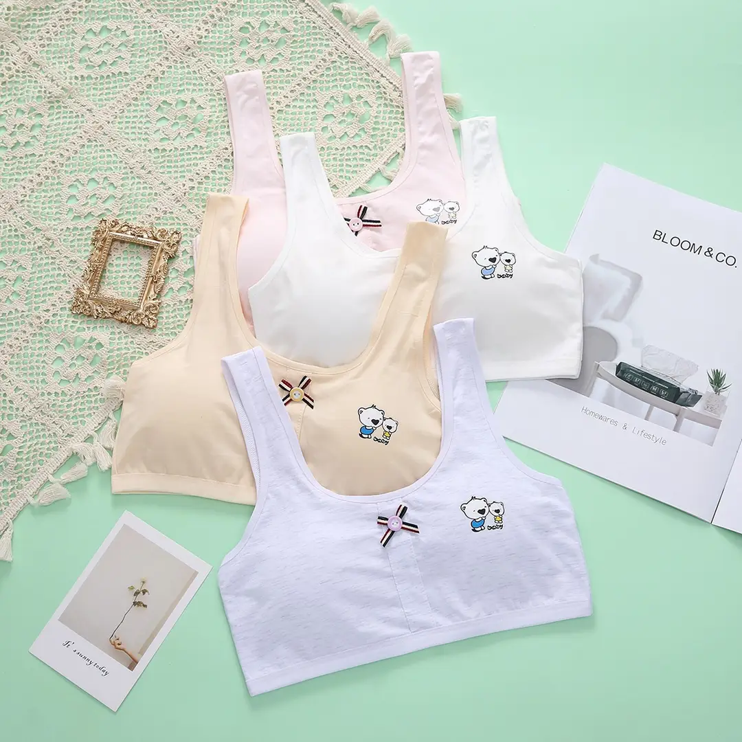 Summer Girls' Development Period Intimates Without Rims Student Pure Cotton Vest Girl Bra Seamless Anti-Bump Intimates — feature 2