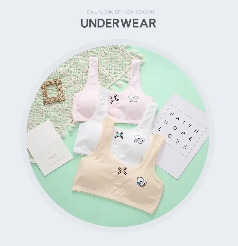 Summer Girls' Development Period Intimates Without Rims Student Pure Cotton Vest Girl Bra Seamless Anti-Bump Intimates — feature 8