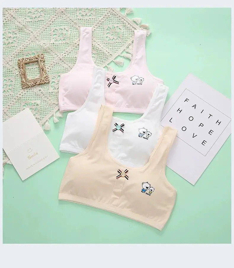 Summer Girls' Development Period Intimates Without Rims Student Pure Cotton Vest Girl Bra Seamless Anti-Bump Intimates — feature 9