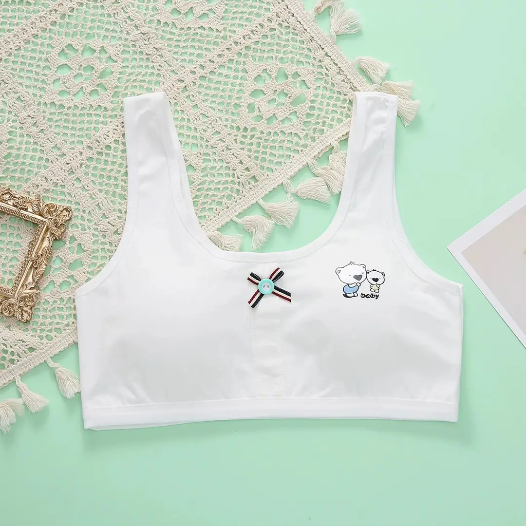 Summer Girls' Development Period Intimates Without Rims Student Pure Cotton Vest Girl Bra Seamless Anti-Bump Intimates