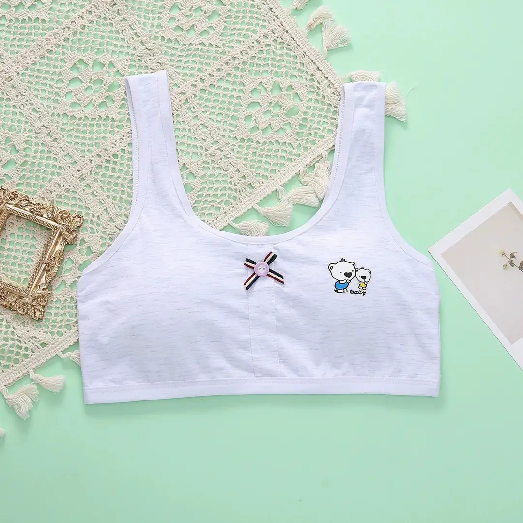 Summer Girls' Development Period Intimates Without Rims Student Pure Cotton Vest Girl Bra Seamless Anti-Bump Intimates