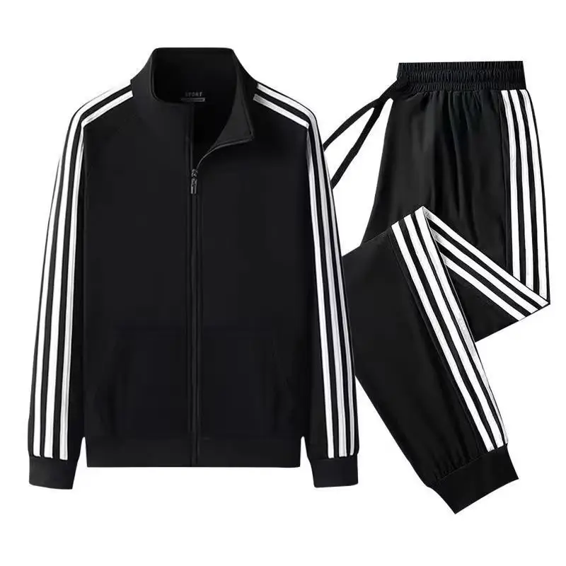 Men Black 3 Stripes Track Suit with White Stripes - Image 6