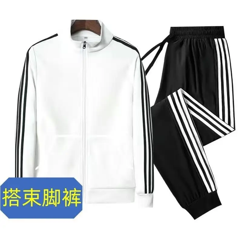 Men Black 3 Stripes Track Suit with White Stripes - Image 4