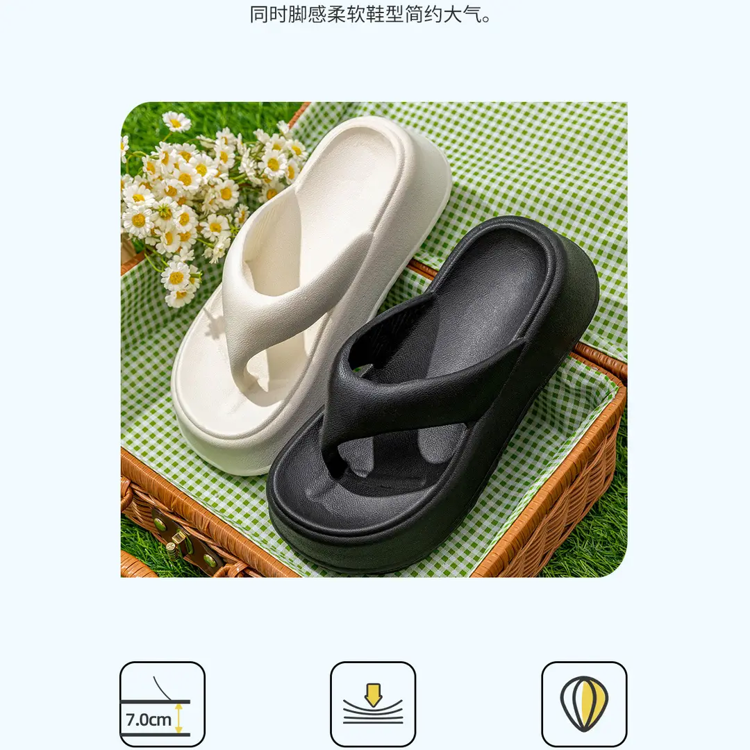 Lidani 7.0cm Thick Bottom Height Increasing Flip Flops Women's Summer Outer Wear New Style Shit Feeling Sandals Women's Summer — feature 3