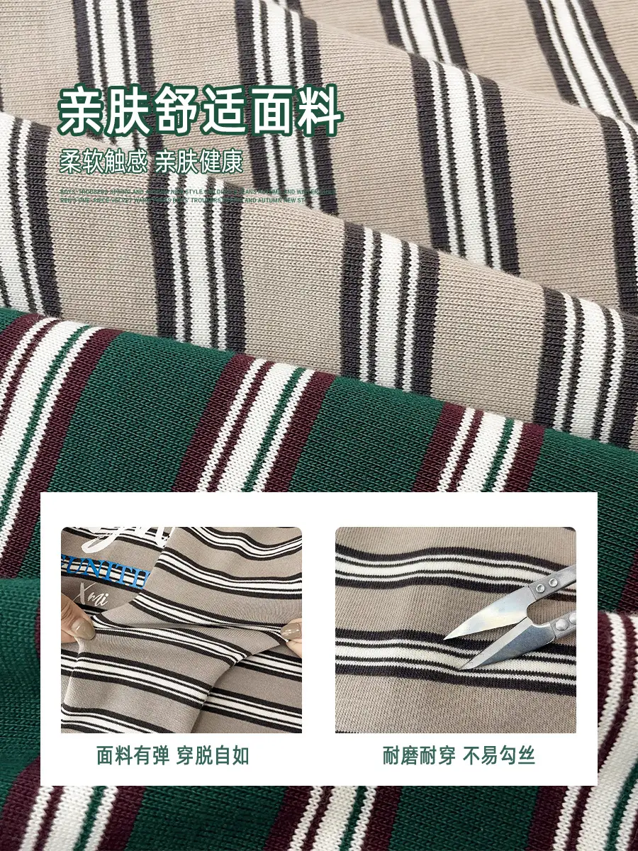2026 Spring Boys Striped Cotton Long Sleeve T-Shirt - Image 5