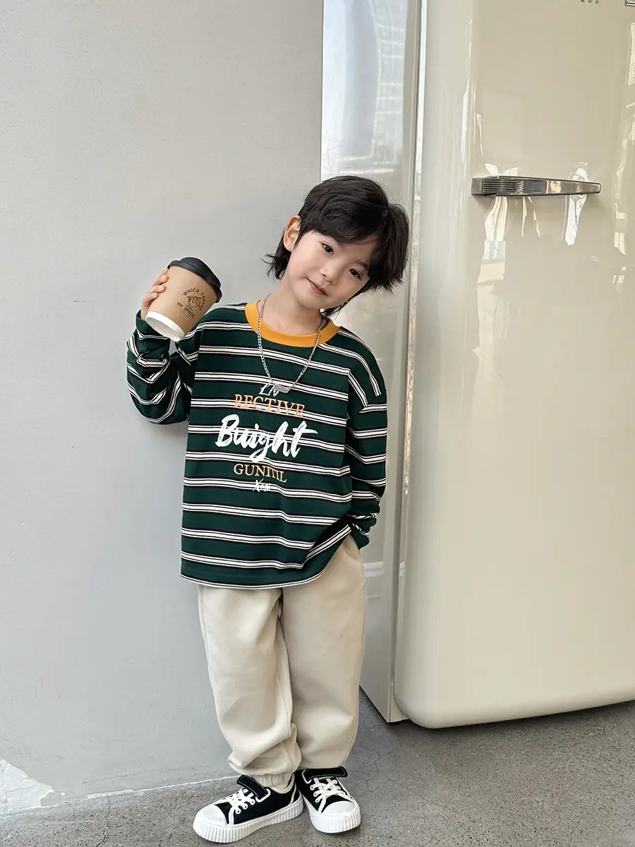 2026 Spring Boys Striped Cotton Long Sleeve T-Shirt - Image 6