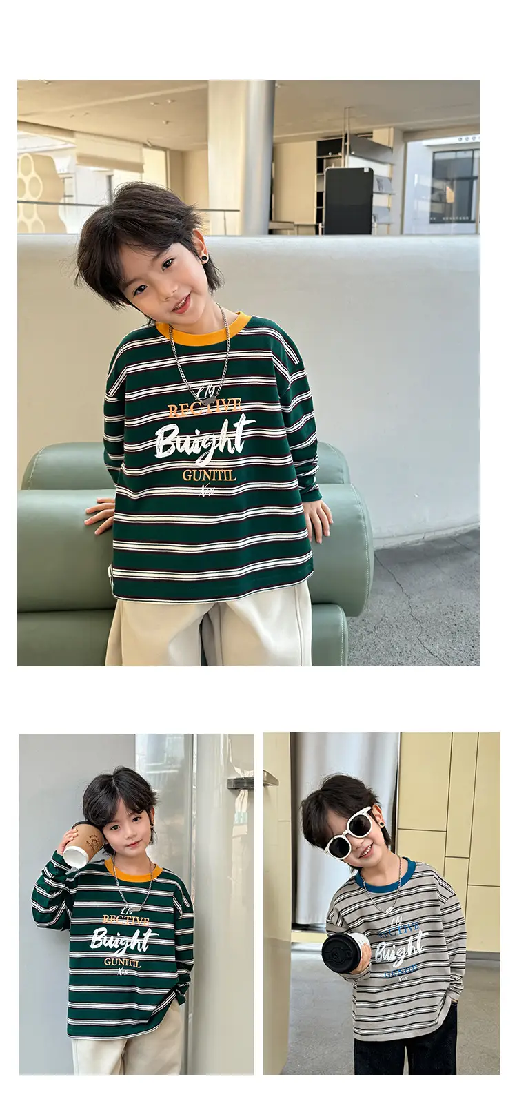 2026 Spring Boys Striped Cotton Long Sleeve T-Shirt — feature 8
