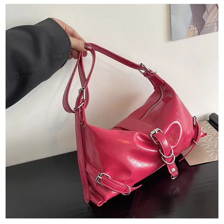 Silver PU Textured Shoulder Bag for Women 2024 Spring New Arrival — feature 31