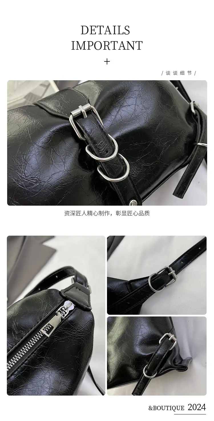 Silver PU Textured Shoulder Bag for Women 2024 Spring New Arrival — feature 5