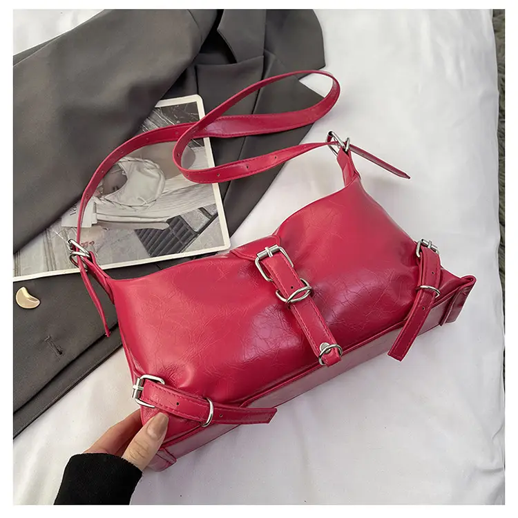 Silver PU Textured Shoulder Bag for Women 2024 Spring New Arrival - Image 5