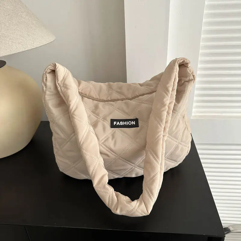 White Quilted Women's Shoulder Bag 2024 Winter - Image 7