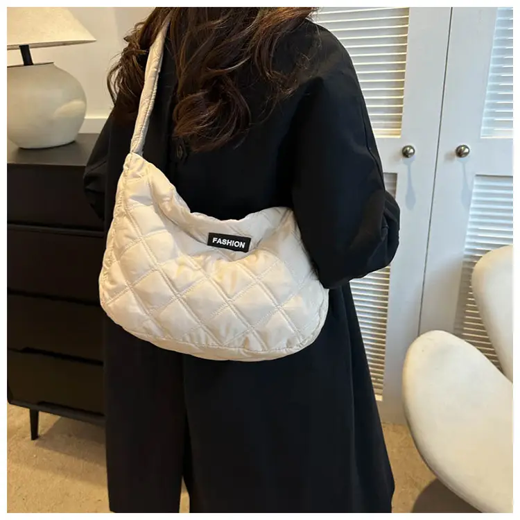 White Quilted Women's Shoulder Bag 2024 Winter — feature 20
