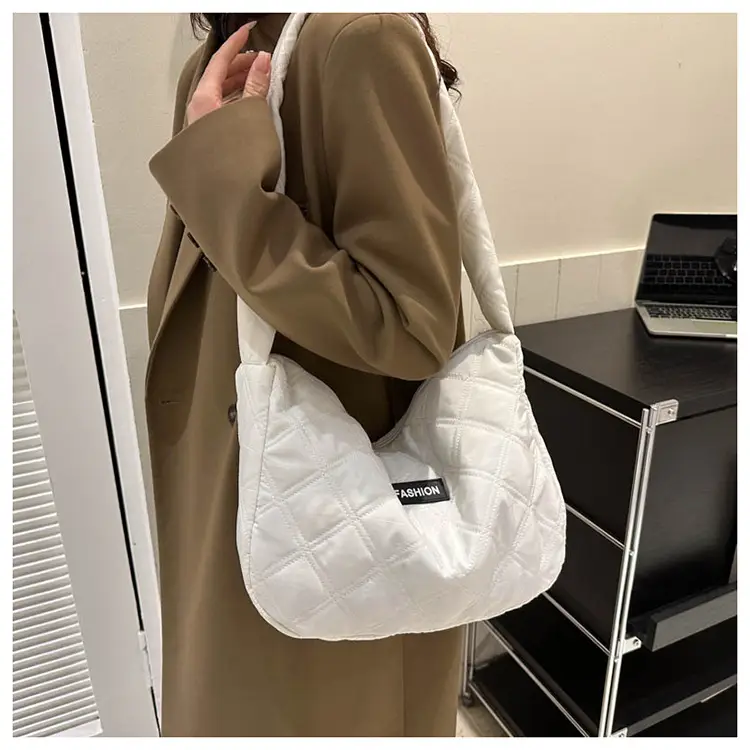 White Quilted Women's Shoulder Bag 2024 Winter — feature 26