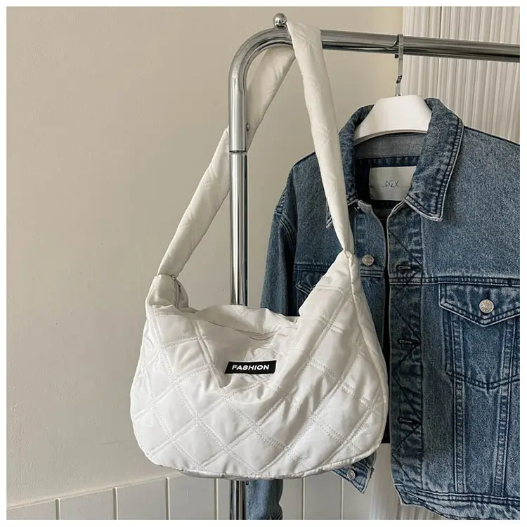 White Quilted Women's Shoulder Bag 2024 Winter — feature 44