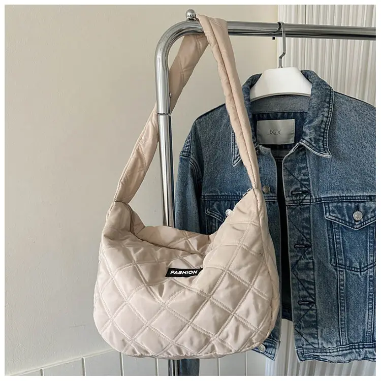 White Quilted Women's Shoulder Bag 2024 Winter — feature 45